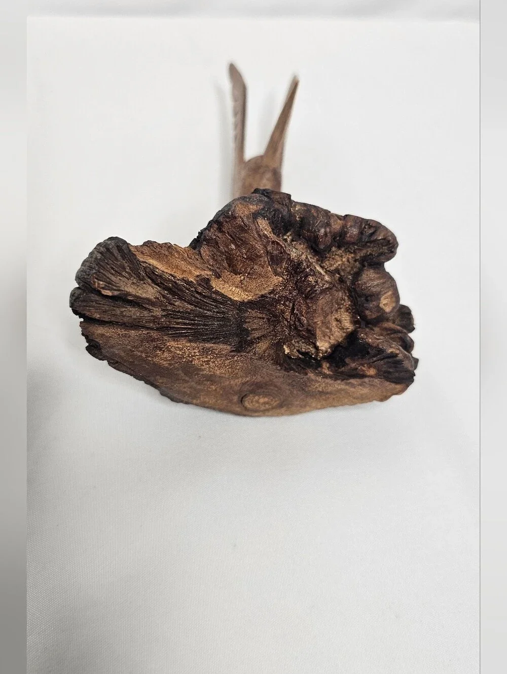 Vintage Hand Carved Wooden Hummingbird Sculpture Ironwood Burl Base Figurine 6" - Picture 7 of 9